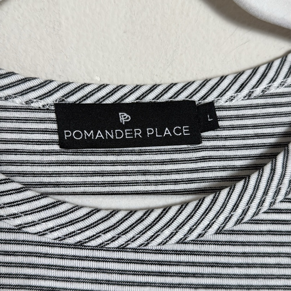 Pomander Place Gray Stripe Tee Size Large - Picture 2 of 6
